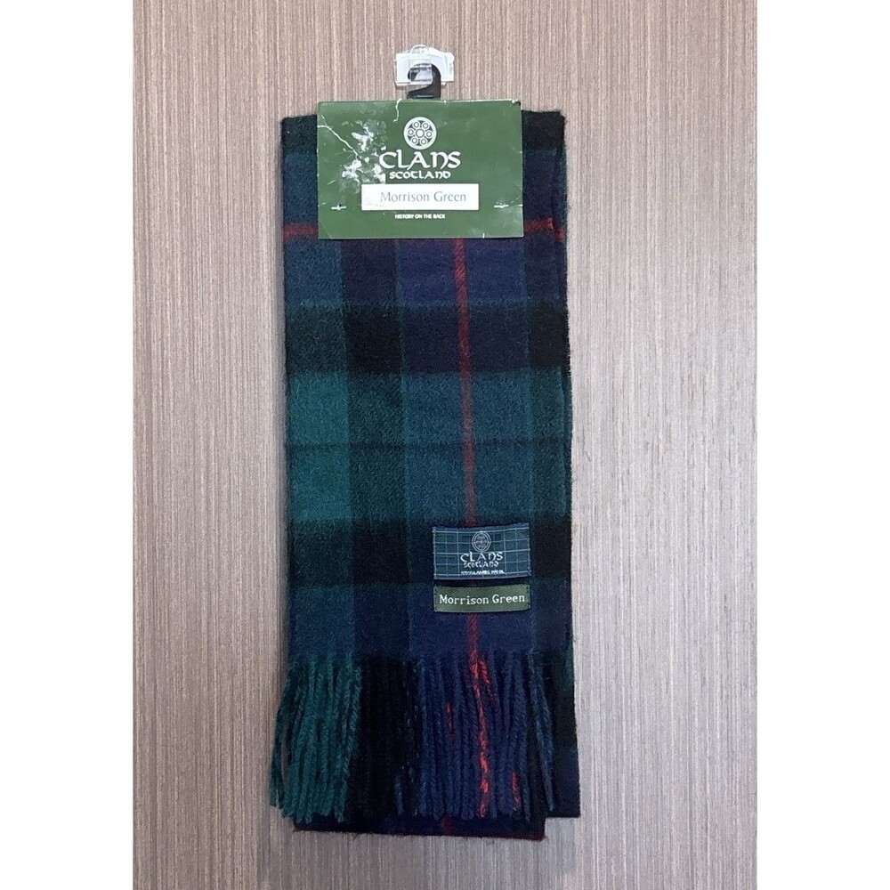 Clans Scotland Lambswool Scarf Morrison Green Tartan Plaid